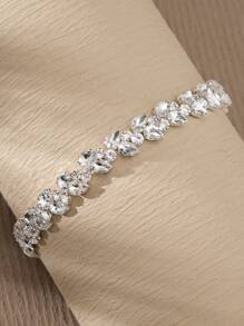 1pc Lady's Elastic Leg Garter With Rhinestone Design, Perfect For Wedding Decoration - Silver - View 5