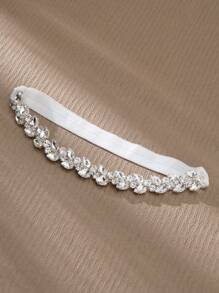 1pc Lady's Elastic Leg Garter With Rhinestone Design, Perfect For Wedding Decoration - Silver - View 2