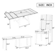 Nestfair Gray 6-Piece Dining Table with 4-Chairs and 1-Bench