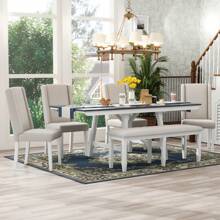 Nestfair Gray 6-Piece Dining Table with 4-Chairs and 1-Bench