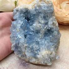 1入天然天藍色天青石原石晶體粗礦脈,用於水族箱裝飾、治療晶石標本 - 1件隨機 - 查看 2