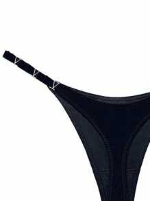 Tanga lencero con hebilla negra - Negro - Ver 5