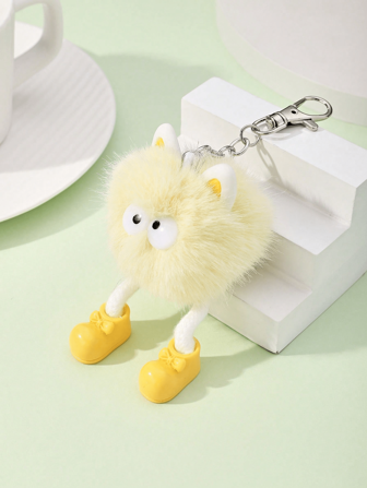 新品上市 可爱搞笑毛绒黄色怪物包包挂件 卡通毛绒玩偶饰品 适合背包钱包 女士日常使用 约会礼物 书包装饰。汽车饰品 女士钥匙扣 吊饰 可爱玩偶毛绒钥匙扣 感谢礼物 教师配饰