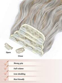 4PCS Hair Extensions Clip in Platinum Blonde with Dark Gold 20Inch Hair Extension Long Wavy Full Head Clip in Hair Extension Synthetic Fiber Hair Pieces for Women - Piano Color - View 5
