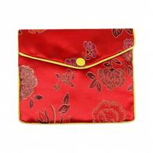 Chinese Brocade Handmade Embroidery Gift Storage Pouch Bag Zipper Jewelry Bag Snap Case Satin Coin Purse Mini Makeup Bag Toiletry Bag Cosmetic Bag - Red - View 1