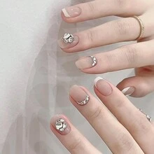 White-300pcs Flatback/Pointed Bottom Round Rhinestone Plus 20pcs Shaped Large Nail Rhinestones DIY Nail Charms Nail Gems Nail Supplies - White - View 6