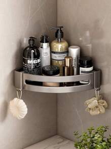 1 chiếc kệ đựng đồ nhà tắm bằng nhôm không cần khoan - Kệ góc treo tường để đựng dầu gội, đồ trang điểm và phụ kiện nhà tắm. Phụ kiện nhà tắm, dụng cụ nhà tắm, phụ kiện phòng tắm. - Xám - Xem 2