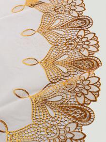 1pc Mandala Pattern Tablecloth, Gold PVC Hollow Oil Proof Table Cover For Household - Gold - View 6