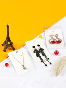 50入組耳環卡，耳環架卡，附 50入組袋，耳環展示卡，用於耳環項鍊展示和珠寶包裝（白色） - 白色 - 查看 4