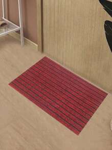 1pc Simple Anti-Slip & Dirt-Resistant Seven Stripe Entrance Door Mat - Red - View 3