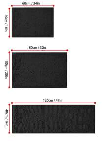 1pc Anti-Slip Long Plush Chenille Bathroom Rug, Super Soft And Absorbent, Machine Washable Home Bathroom Decor Floor Carpet Outdoor Rug Door Mat Summer Bathroom Accessories - Black - View 3