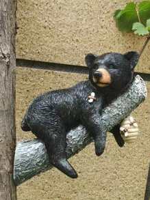 1pc Resin Bear On Branch Animal Decoration Figurine, Outdoor Garden Hanging Ornament With Realistic Design - Multicolor - View 3