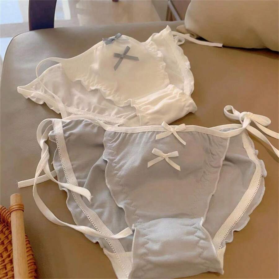 2件/套 Jk校服搭配甜美日式蝴蝶結領結性感軟妹領結三角內褲 - 彩色 - 查看 1