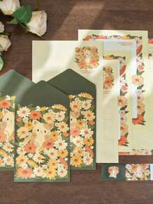 12pcs Fresh Daisy & Cat Gold Foil Diy Message Greeting Cards And Envelopes - Multicolor - View 4