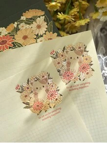 12pcs Fresh Daisy & Cat Gold Foil Diy Message Greeting Cards And Envelopes - Multicolor - View 5