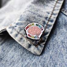 Mental Health Matters Enamel Pin End The Stigma Anxiety Awareness Psychotherapy Brooch Positive Happy Reminder Badge Gift - Pink - View 3