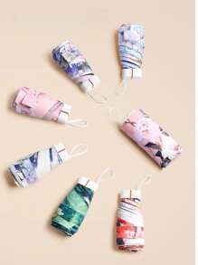 1 件超轻迷你口袋伞，创意油画和黑色涂层，6 折叠防紫外线防晒伞，平板伞防辐射，方便便携女士时尚且极具吸引力的花朵图案，适合晴天和雨天 - 時尚印花扁傘 - 查看 1