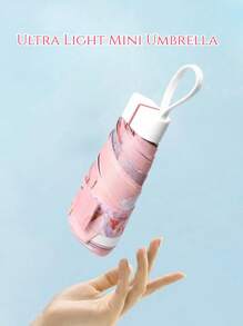 1 件超轻迷你口袋伞，创意油画和黑色涂层，6 折叠防紫外线防晒伞，平板伞防辐射，方便便携女士时尚且极具吸引力的花朵图案，适合晴天和雨天 - 時尚印花扁傘 - 查看 3