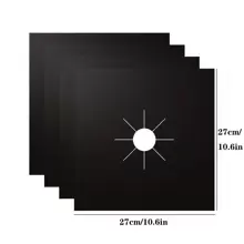 1/4/6/8 Stücke 10,6 X 10.6 Zoll Schwarze Gasherd Schutzauflages, Wiederverwendbar, Hochtemperaturbeständig, Antihaftbeschichtung, Waschbar, Leicht Zu Reinigen, Topfträger Für Die Küche