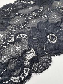 1pc 2m Black & Red Elastic Lace Fabric With 3D Floral Pattern, Soft Touch For Lingerie, Clothing Decoration, DIY Sewing And More
