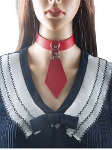 2 件龐克風格皮革項圈,正式領帶設計,項鍊或領帶,適合女士男士 - 彩色 - 查看 6