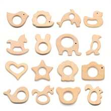 1pc Natural Unpainted Elmwood Crafts Animal Shaped Wooden Decorative Items & Toys - Beige - View 1