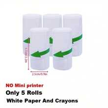 5 Rools Of Stiker For Mini Photo Printer Compatible With IPhone/Android,1000mAh Portable Thermal Photo Printer For Gift Study Notes Work Children Photo Picture Memo