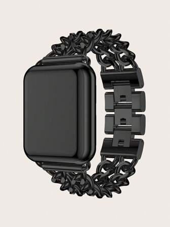 1pc Women's Fashionable Double Row Chain Stainless Steel Watch Band With Rhinestone, Compatible With 38/40/41/42/44/45/49mm Apple Watch Series 8/7/6/5/Se