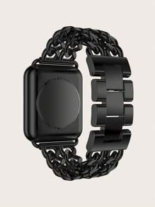 1pc Women's Fashionable Double Row Chain Stainless Steel Watch Band With Rhinestone, Compatible With 38/40/41/42/44/45/49mm Apple Watch Series 8/7/6/5/Se