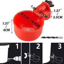 5/10入組自動雞用水奶嘴杯，家禽飼料器，浮力式重力雞用飲水系統，安裝方便，適用於小雞，鴨雛，鵝，火雞和鵪鶉（不含桶） - 紅色 - 查看 4