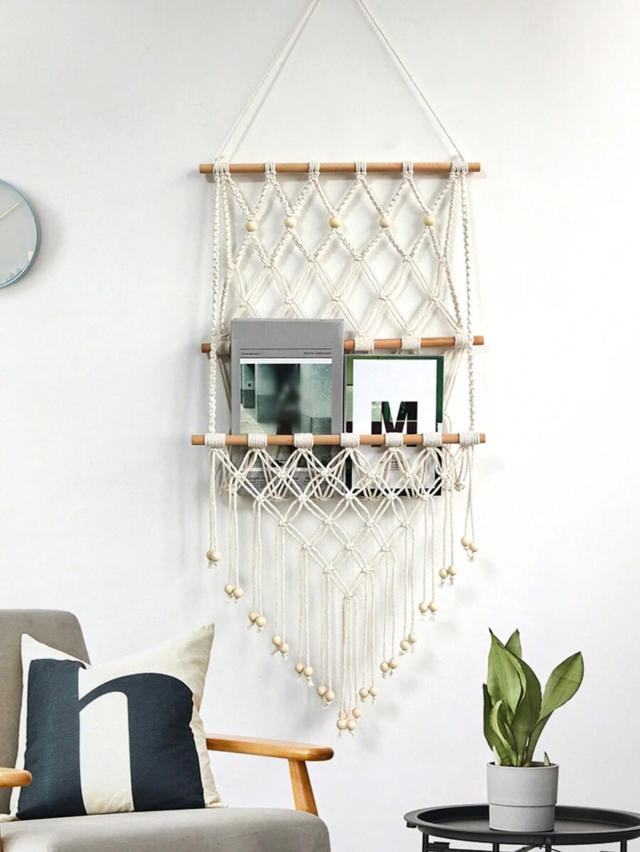 1入複古波希米亞風格手編掛毯,適用於門廳、書報架、旅店、民宿等場所裝飾