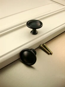 2入組黑色圓形蘑菇形狀櫥櫃門把手抽屜手 - 黑色 - 查看 3