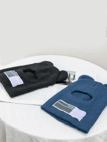 1PC Black Ski Cute Full Face Mask Hat with Bear Ears Baraclava Knitted Hat Windproof Skullies Beanie Winter Warm Unisex Hat - Black - View 5