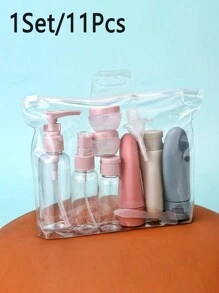 11pcs Travel Bottles Containers With Toiletry Bag, Leak-proof Liquid Dispensing Bottle, Carry-on Cosmetic Bag, 1set 11 In 1 Travel Accessories For Airplane,Travel Bottles Kit, Leak Proof Portable Toiletry Containers Set, Clear PET Flight Size Cosmetic Containers For Lotion, Shampoo, Cream, Soap With Portable Bag, Travel Essentials Travel Bottles Set Pumps Lotion Bottle Travel Accessories Dorm Essentials for Bathroom - Multicolor - View 1