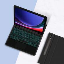 背光触控板键盘保护套书式保护套适用于 Galaxy Tab S8+ / S7 FE /Plus 12.4 英寸 S7fe X800 X806/T730 T735 T736/ T970 T975 平板电脑磁分离智能触控板键盘超薄 - 黑色-英語佈局 - 查看 6