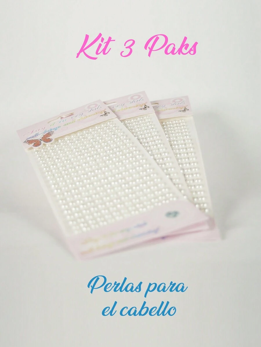 3 Sets Of Pearls To Stick On Surfaces, Cell Phones And Even Hairstyles - White - View 1