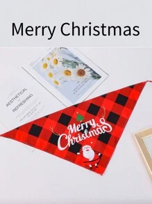 1入組紅色的寵物方巾適合萬聖節,聖誕帶南瓜,鬼,怪物印花,合適的適用於小狗和貓服飾裝飾用品 - 紅色 - 查看 2