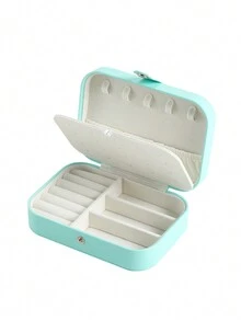 耳环项链大容量优雅简约收纳盒旅行首饰盒收纳盒珠宝首饰耳环戒指 - 薄荷藍 - 查看 3