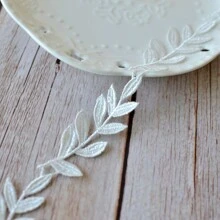 2 Yards White/black Embroidered Soluble Lace Trim With Leaf Pattern For Wedding Veil Diy, White