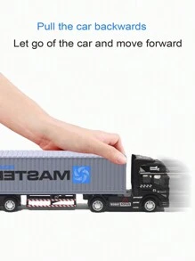 Inertial Grey Alloy Container Truck Trailer Model Toy, Gift For Kids, Birthday/Christmas/New Year - Grey - View 3