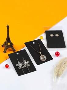 50 Pcs Earring Cards - Earring holder Cards with 50 Pcs Bags, Earring Display Cards for Earrings Necklace Display and Jewelry Packaging(Black) - Black - View 3
