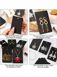 50 Pcs Earring Cards - Earring holder Cards with 50 Pcs Bags, Earring Display Cards for Earrings Necklace Display and Jewelry Packaging(Black) - Black - View 4