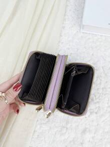 双拉链钱包男士灰色银行 ID 11 位 PU 保护套硬币防盗超薄轻便便携式现金身份证卡硬币袋短钱包小袋小口袋钱包生日礼物周年情人节女士女孩青少年大学生学校学生男士礼品袋礼物休闲卡夹钱包名片夹信用卡夹女士女士钱包迷你钱包钱包钱包卡包 - 紫色 - 查看 2