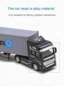 Inertial Grey Alloy Container Truck Trailer Model Toy, Gift For Kids, Birthday/Christmas/New Year - Grey - View 5