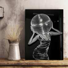 1 件 2000 年代迪斯科女人帶鏡球海報,創意海報,牆壁藝術,牆壁裝飾,帆布藝術,牆壁藝術客廳海報臥室繪畫無框