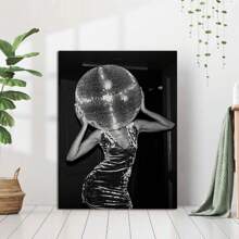 1 件 2000 年代迪斯科女人帶鏡球海報,創意海報,牆壁藝術,牆壁裝飾,帆布藝術,牆壁藝術客廳海報臥室繪畫無框