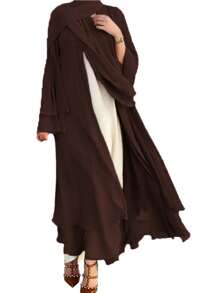 1 Set Foulard Da Donna In Chiffon Tinta Unita Con Scialle (abaya)