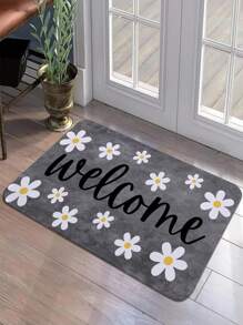 1 Thảm Màu Trắng In Hoa Đơn Giản, Thảm Chống Trượt Sang Trọng, Thảm Nhà Bếp Trong Nhà Cho Lối Vào, Trang Trí Phòng - Xám - Xem 6