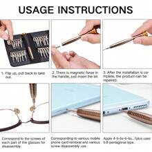 Mini Screwdriver Kit Magnetic 25 In 1 Precision Bits Torx Screw Driver Set Opening Repair Tools Kit For Mobile Phone Camera Watch PC, Tools For Men - Black - View 3