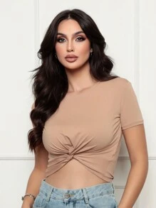 Women Tops - Màu Khaki - Xem 3